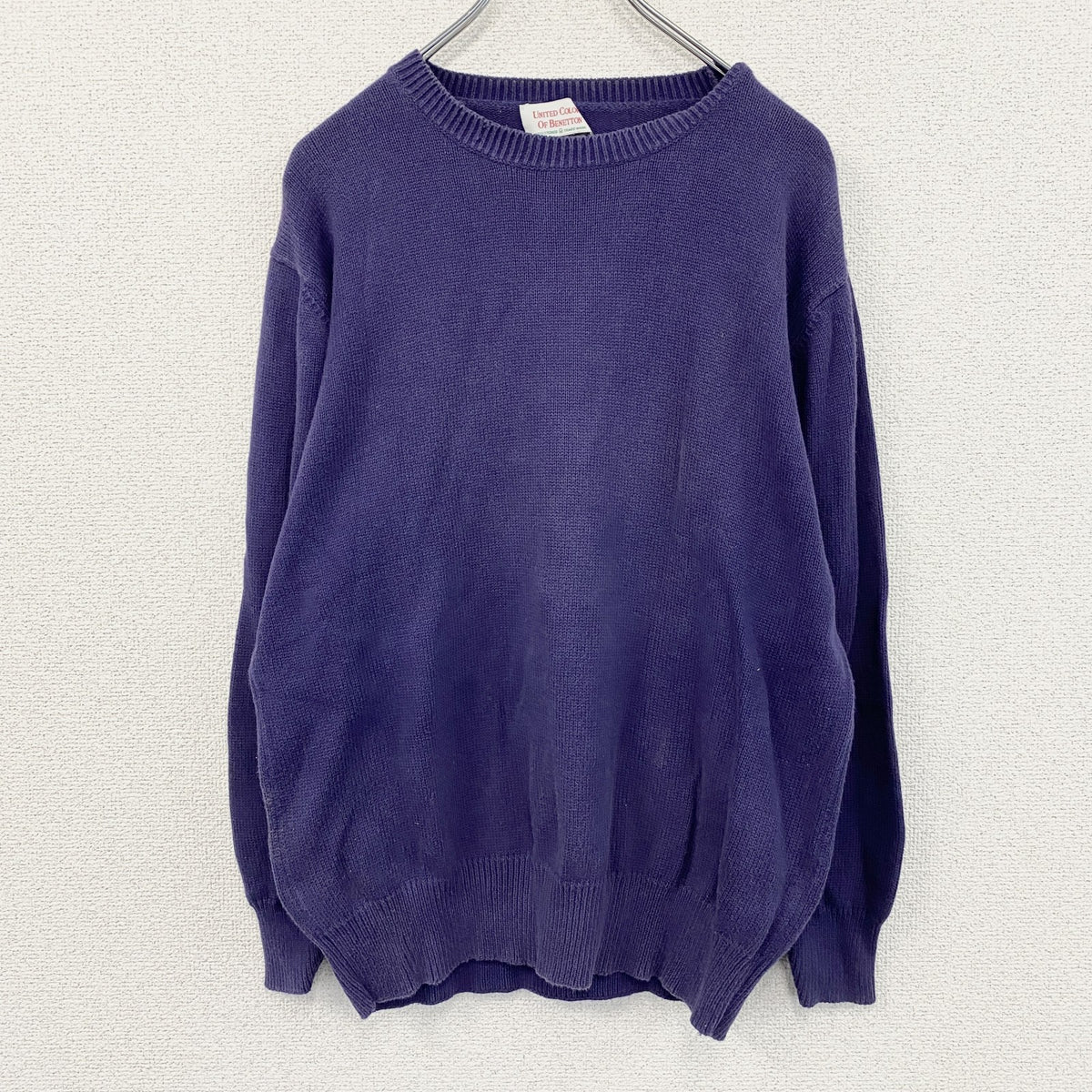 UNITED COLORS OF BENETTON　ユナイテッドカラーズオブベネトン　コットンニットセーター　紫　パープル　48サイズ　古着