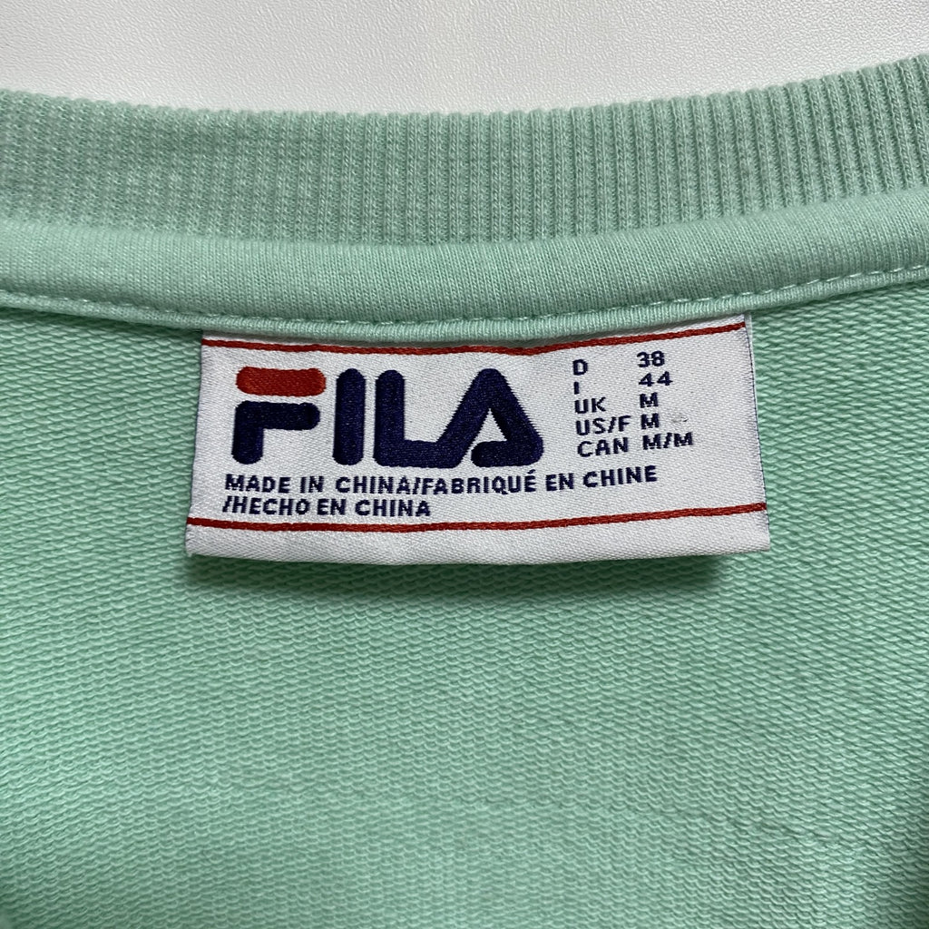 FILA　フィラ　スウェット/トレーナー　ワンポイント　スポーツ　クルーネック　緑　パステルグリーン　Mサイズ　古着