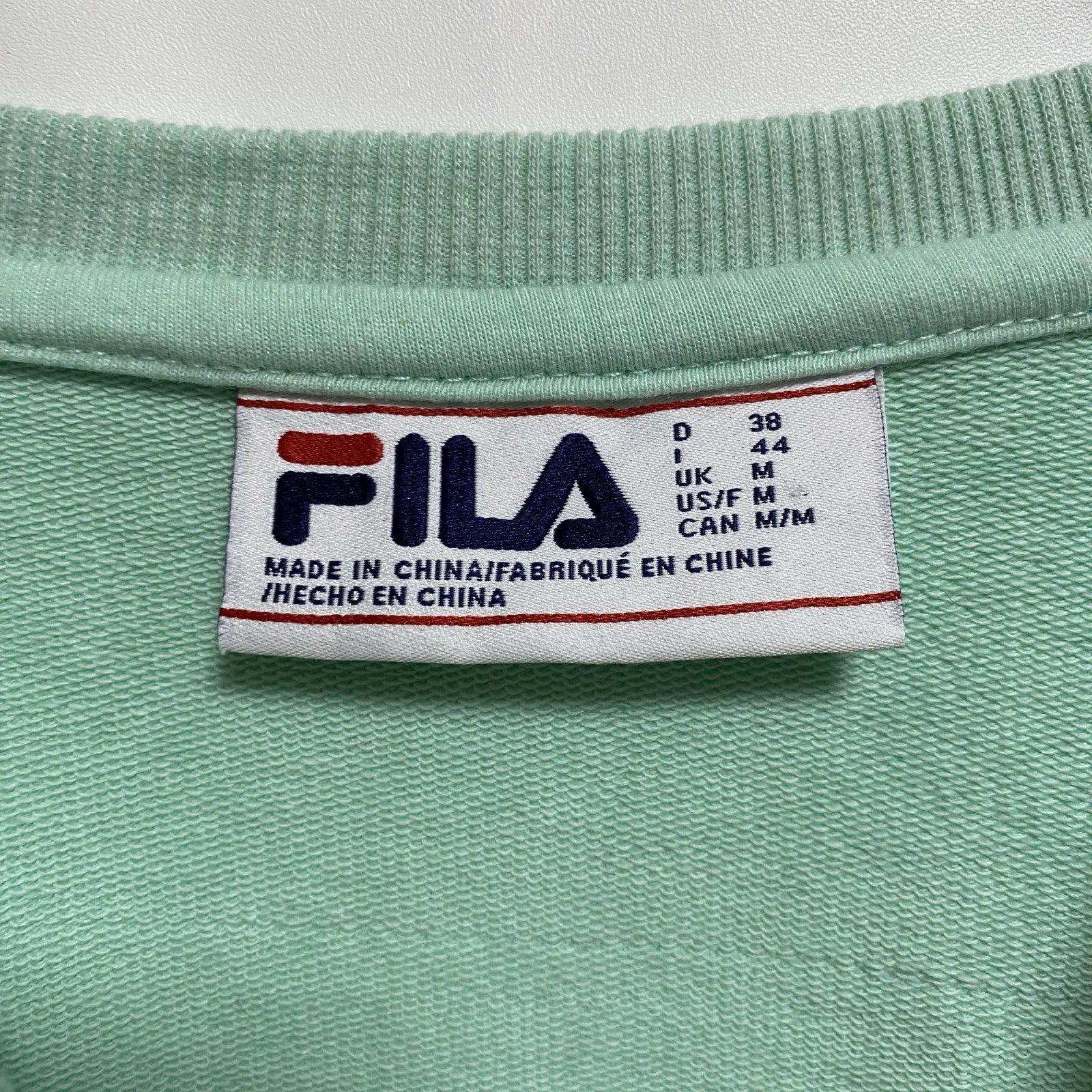 FILA　フィラ　スウェット/トレーナー　ワンポイント　スポーツ　クルーネック　緑　パステルグリーン　Mサイズ　古着