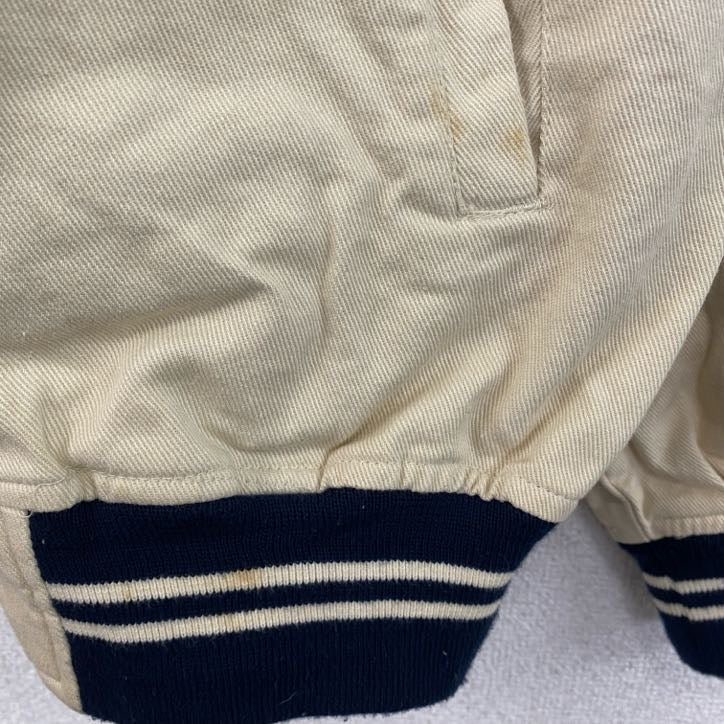 ～90s　CARIBOU CANADA　スタジャン/スタジアムジャケット　ヴィンテージ　アイボリー　Lサイズ　古着