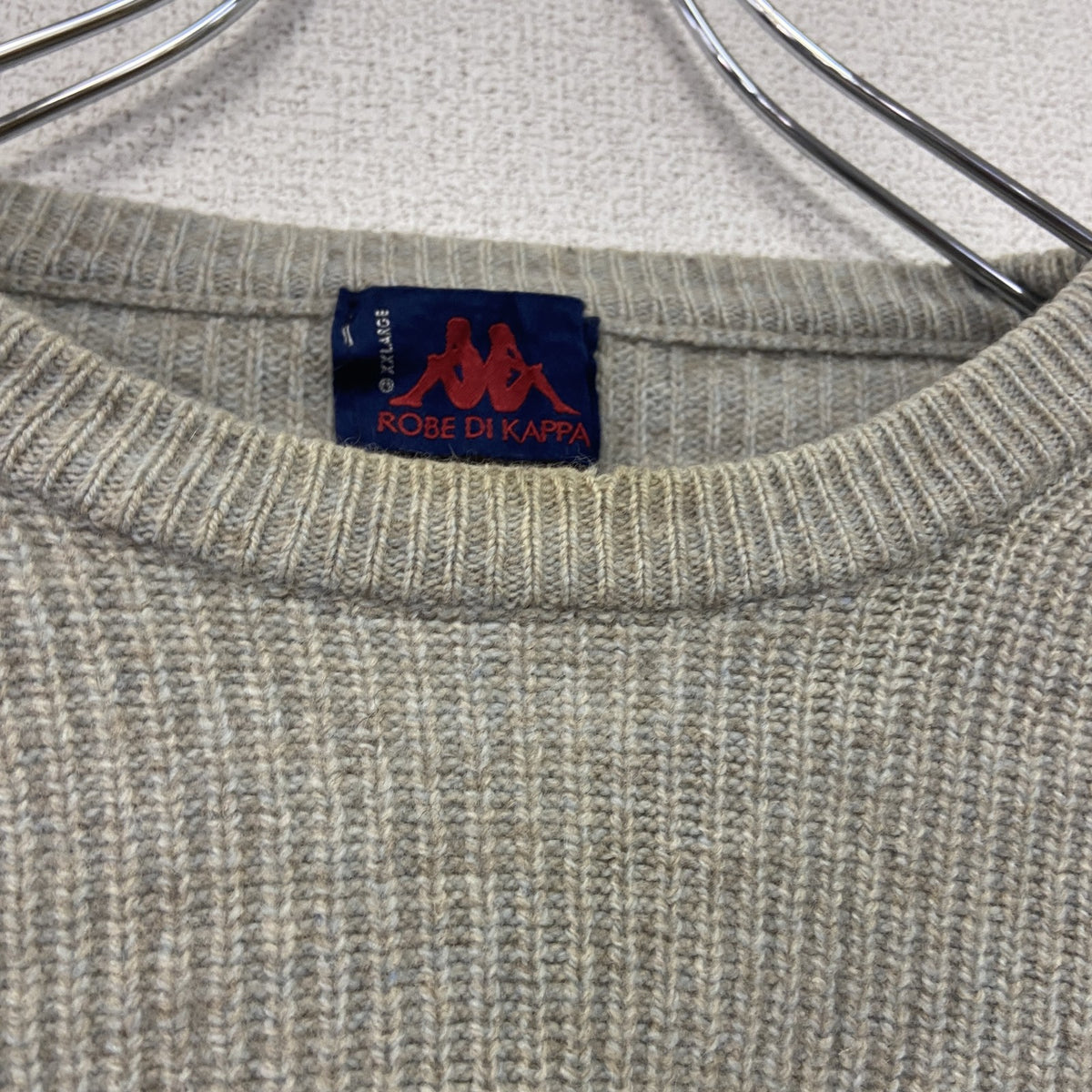 90s　ROBE DI KAPPA　カッパ　ニットセーター　ヴィンテージ　ベージュ　2XLサイズ　古着