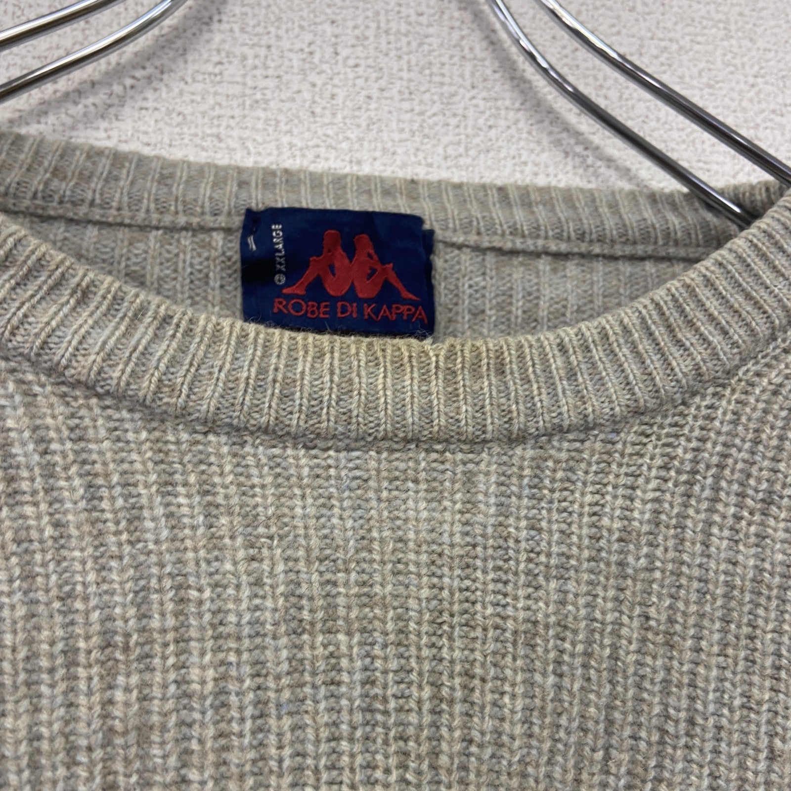 90s　ROBE DI KAPPA　カッパ　ニットセーター　ヴィンテージ　ベージュ　2XLサイズ　古着
