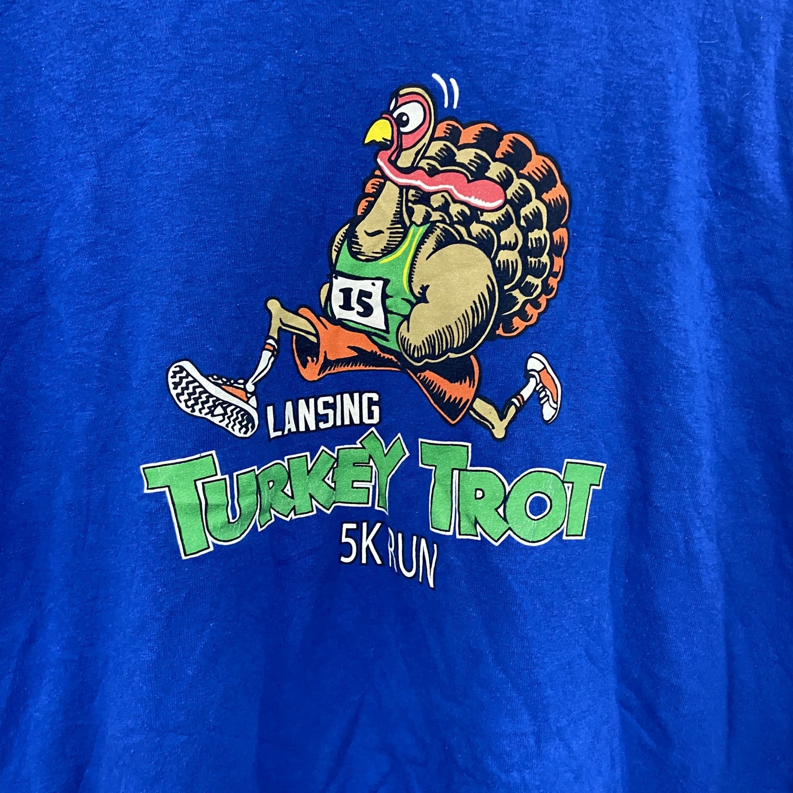 GILDAN　ギルダン　長袖Tシャツ/ロンT　Turkey Trot　青　ブルー　Lサイズ　古着