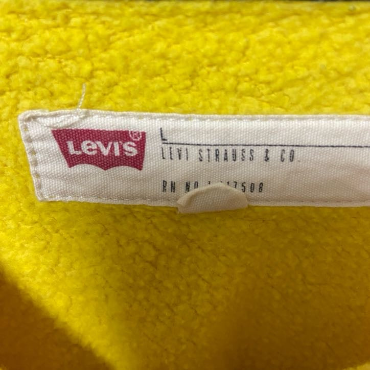 古着 used　LEVI'S　リーバイス　長袖ロゴプリントスウェット　トレーナー　クルーネック　レトロデザイン　黄色　黒　Lサイズ