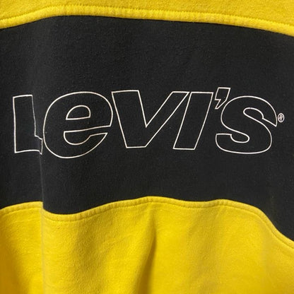 古着 used　LEVI'S　リーバイス　長袖ロゴプリントスウェット　トレーナー　クルーネック　レトロデザイン　黄色　黒　Lサイズ