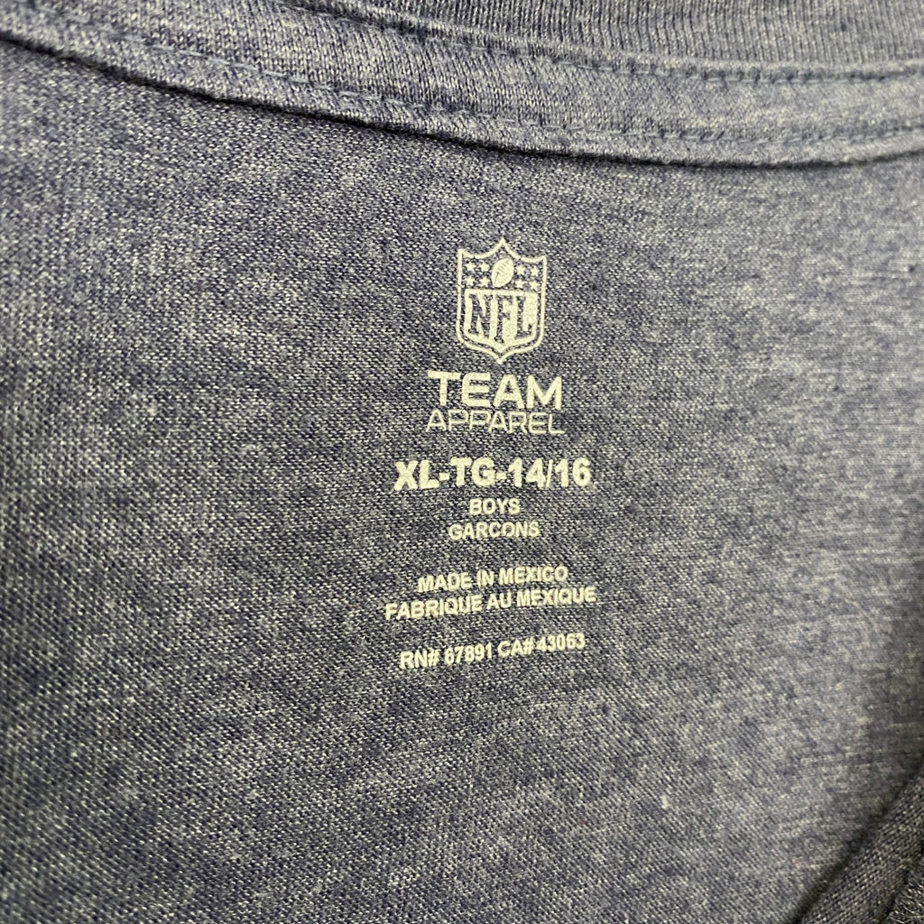 NFL　メキシコ製　半袖プリントＴシャツ　ニューイングランドペイトリオッツ　フットボール　ネイビー　紺　XLサイズ　古着