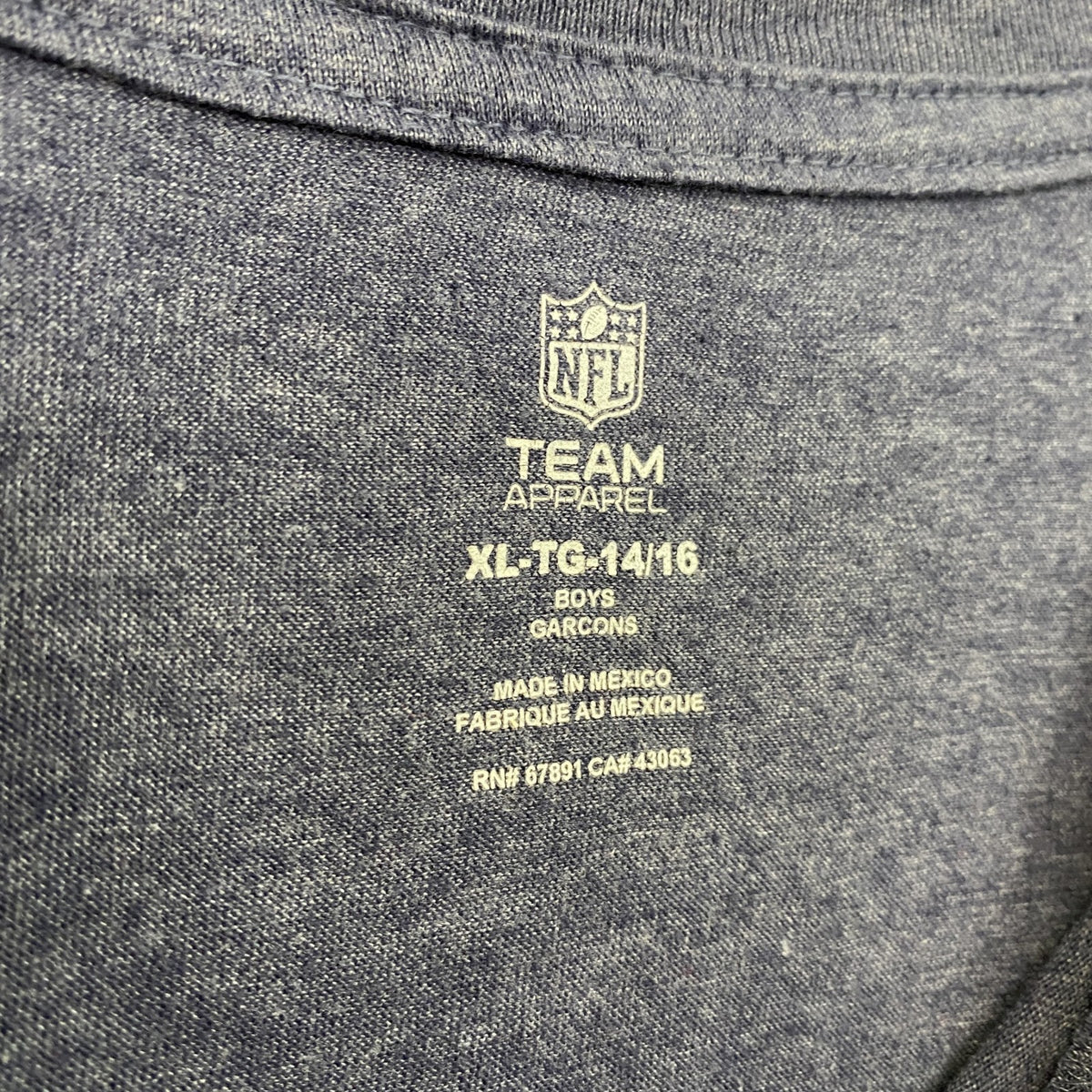 NFL　メキシコ製　半袖プリントＴシャツ　ニューイングランドペイトリオッツ　フットボール　ネイビー　紺　XLサイズ　古着