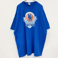 ギルダン　半袖プリントTシャツ　クーガーバスケットボール　クルーネック　レトロデザイン　青　ブルー　2XLサイズ　古着