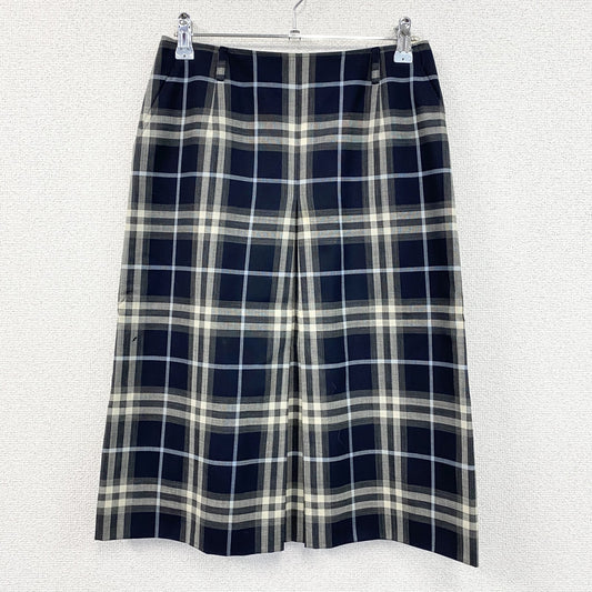 BURBERRY LONDON　バーバリーロンドン　ボックスプリーツスカート　チェック柄　紺　ネイビー　38サイズ　