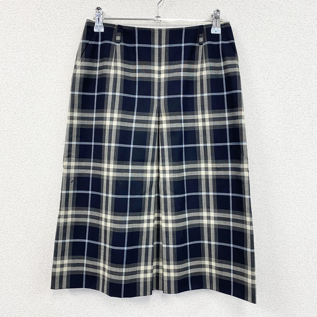 BURBERRY LONDON　バーバリーロンドン　ボックスプリーツスカート　チェック柄　紺　ネイビー　38サイズ　　古着