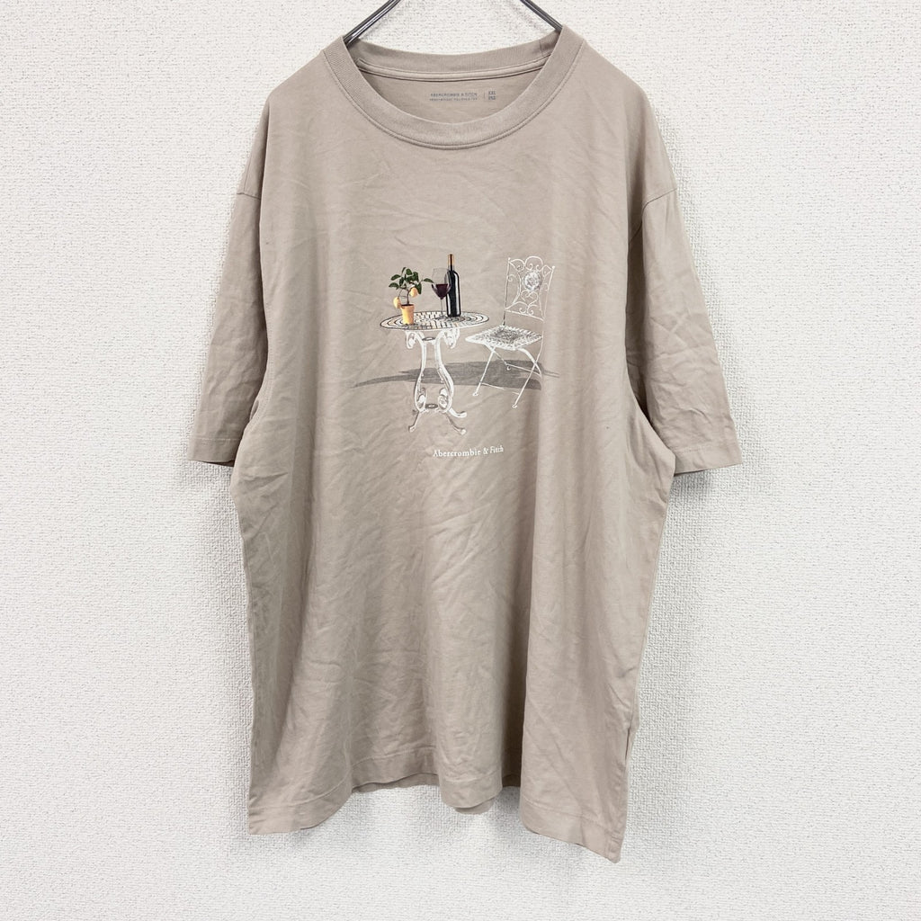 Abercrombie＆Fitch　アバクロンビー＆フィッチ　半袖プリントTシャツ　ベージュ　XXLサイズ　古着