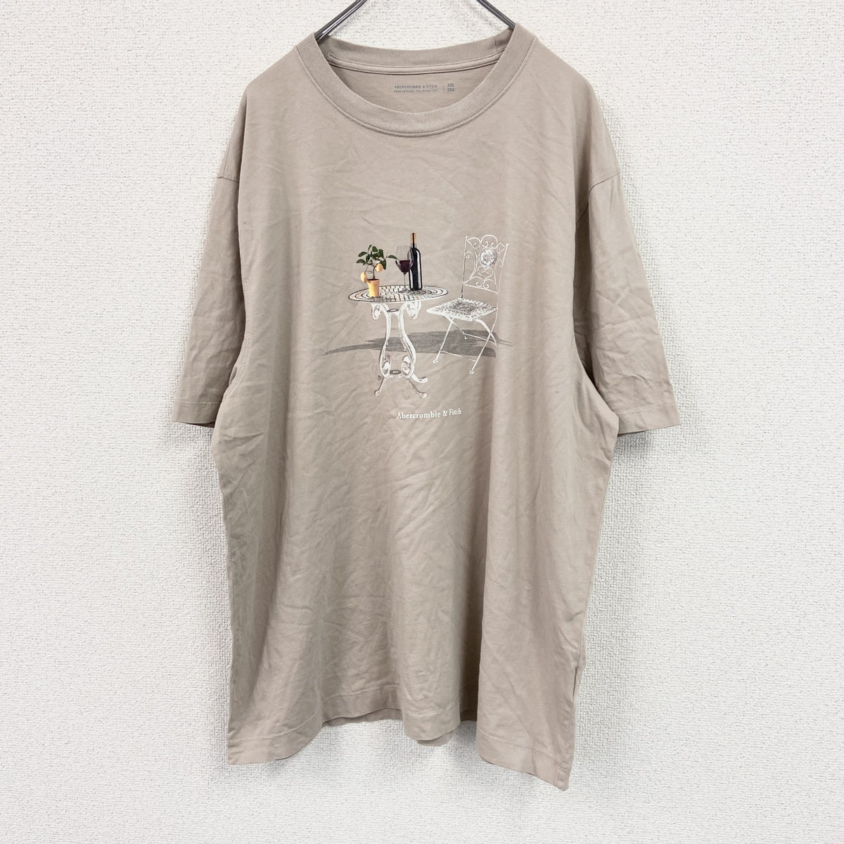 Abercrombie＆Fitch　アバクロンビー＆フィッチ　半袖プリントTシャツ　ベージュ　XXLサイズ　古着
