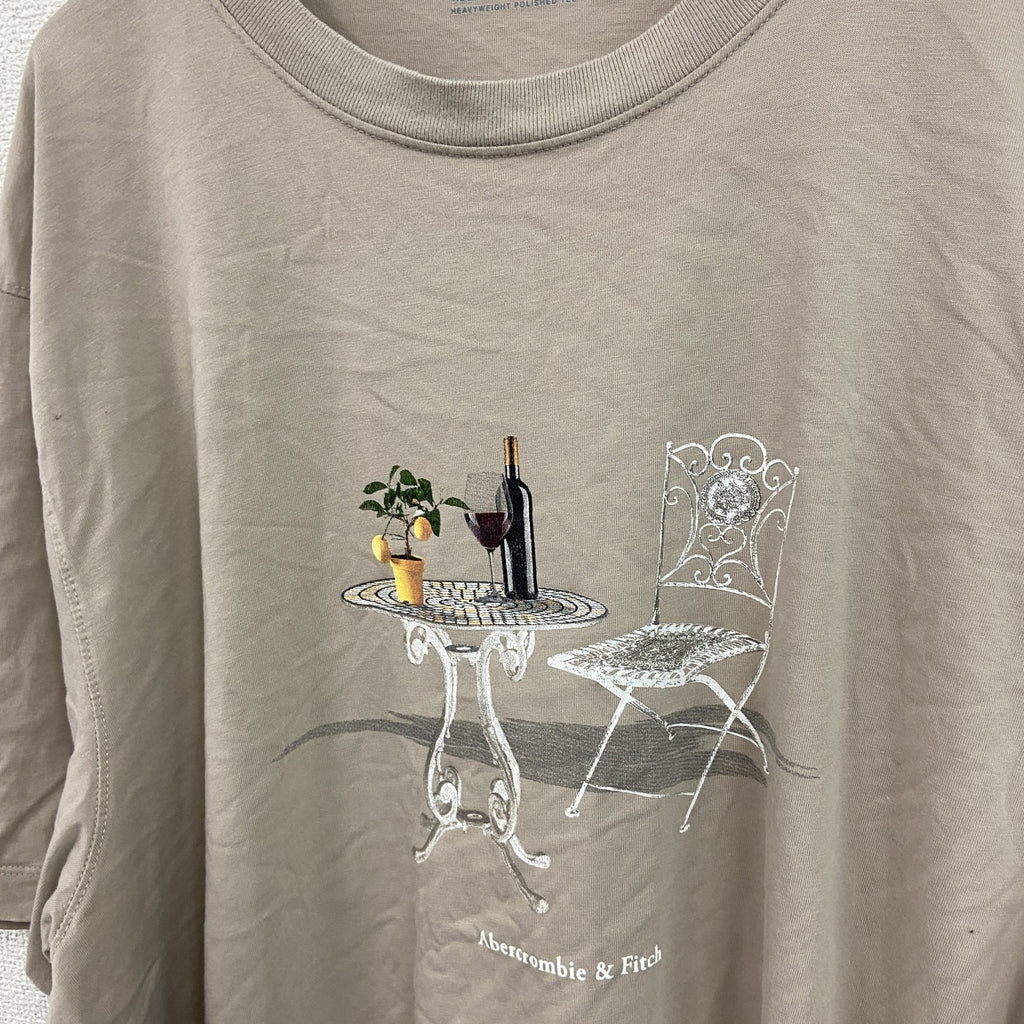 Abercrombie＆Fitch　アバクロンビー＆フィッチ　半袖プリントTシャツ　ベージュ　XXLサイズ　古着
