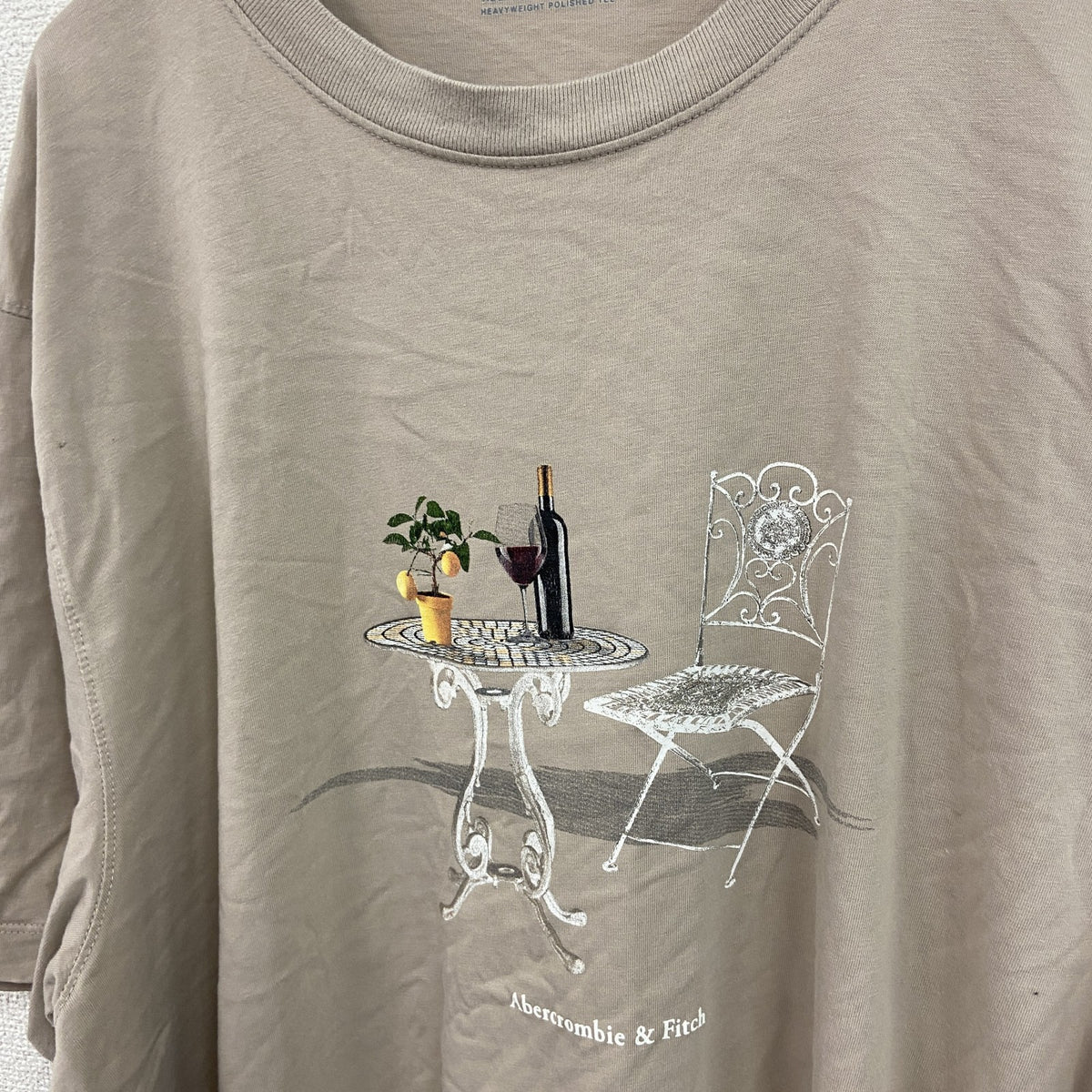 Abercrombie＆Fitch　アバクロンビー＆フィッチ　半袖プリントTシャツ　ベージュ　XXLサイズ　古着