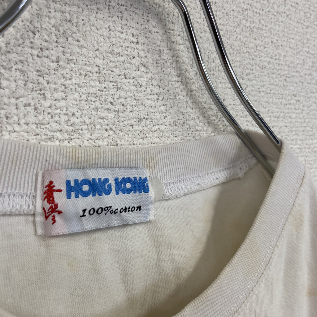 ～00s　HONG KONG　香港　半袖プリントTシャツ　スーベニアT　デカロゴ　ヴィンテージ　白　ホワイト　古着
