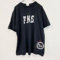 B&C　半袖プリントTシャツ　F.K.S.　英字プリント　黒　ブラック　2XLサイズ　古着