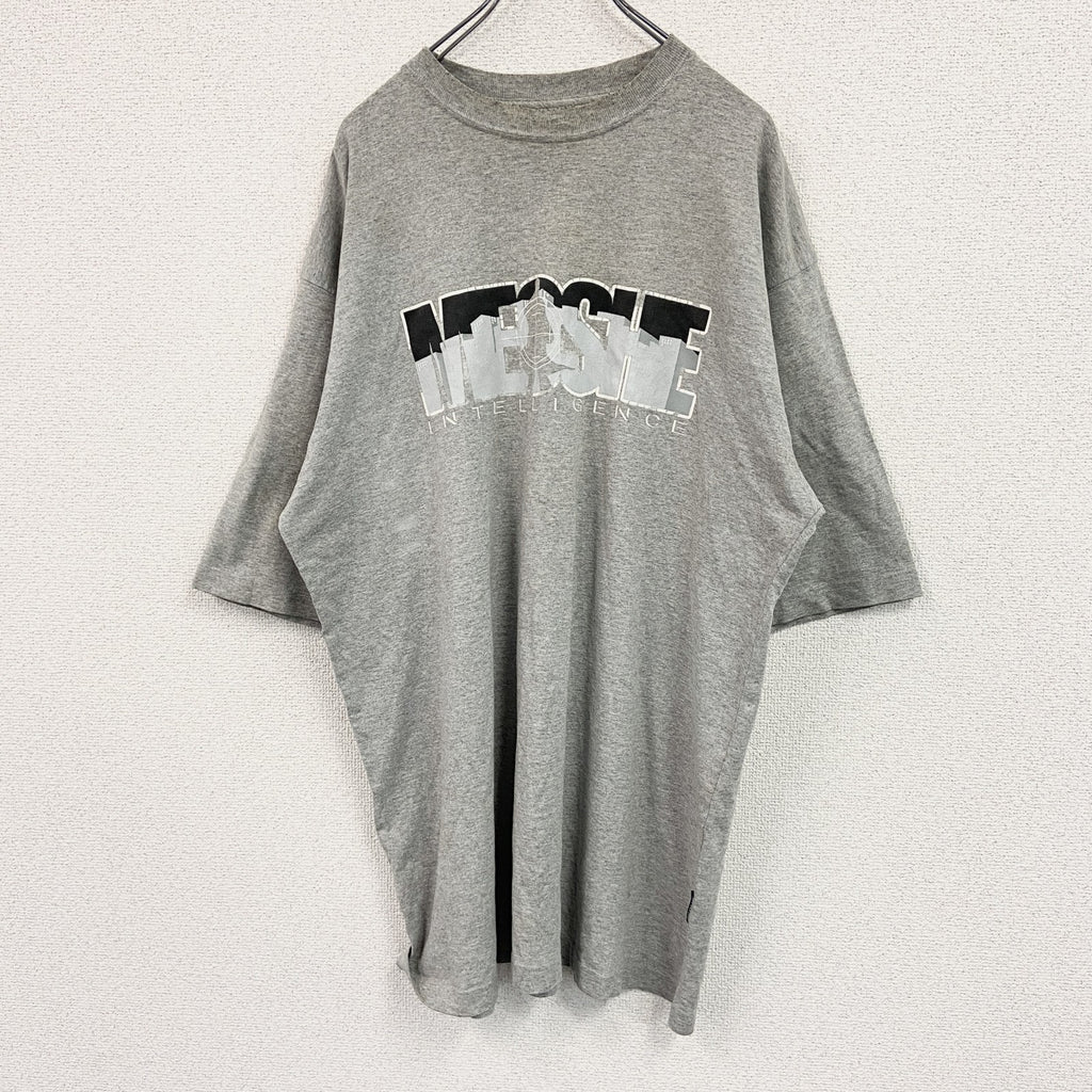 90s～　MEOSHE　メオーシェ　半袖プリントTシャツ　USA製　シングルステッチ　ヴィンテージ　灰色　グレー　Lサイズ カットソー メンズ 古着