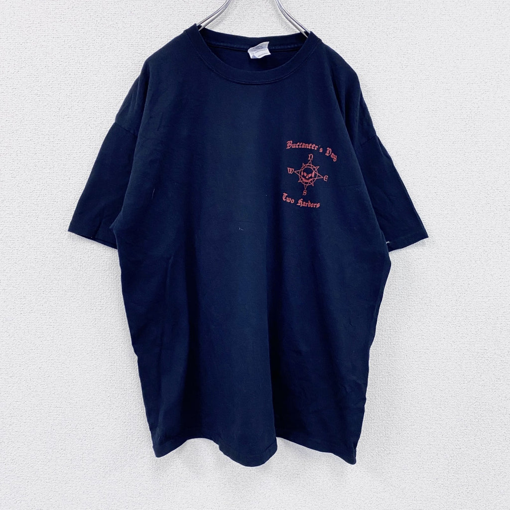 00s　GILDAN　ギルダン　半袖プリントTシャツ　ヴィンテージ　海賊　紺　ネイビー　XLサイズ　古着