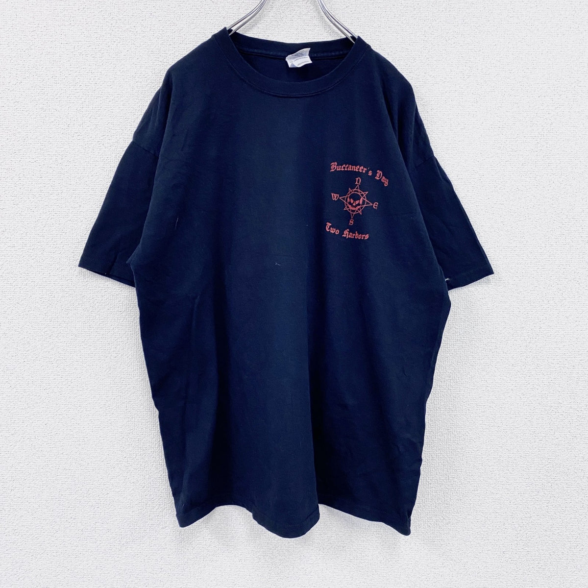 00s　GILDAN　ギルダン　半袖プリントTシャツ　ヴィンテージ　海賊　紺　ネイビー　XLサイズ カットソー メンズ コットン 古着