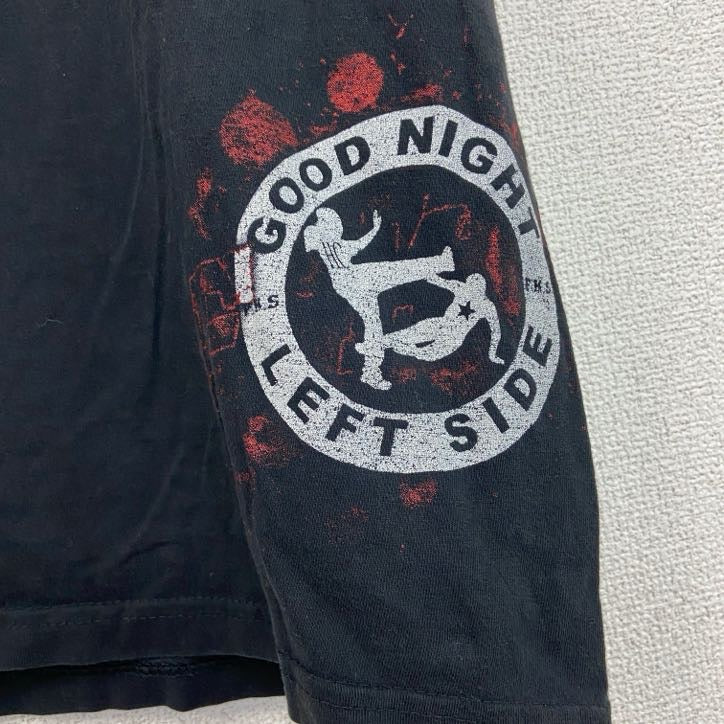 B&C　半袖プリントTシャツ　F.K.S.　英字プリント　黒　ブラック　2XLサイズ　古着