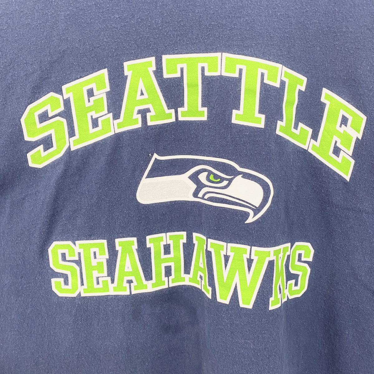 NFL　半袖プリントTシャツ　シアトルホークス　フットボール　クルーネック　ネイビー　紺　2XLサイズ　古着