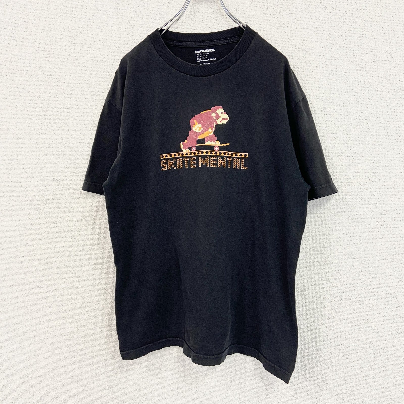 SKATEMENATAL　ドンキーコング　任天堂　半袖キャラクターTシャツ　黒　ブラック　Lサイズ　古着