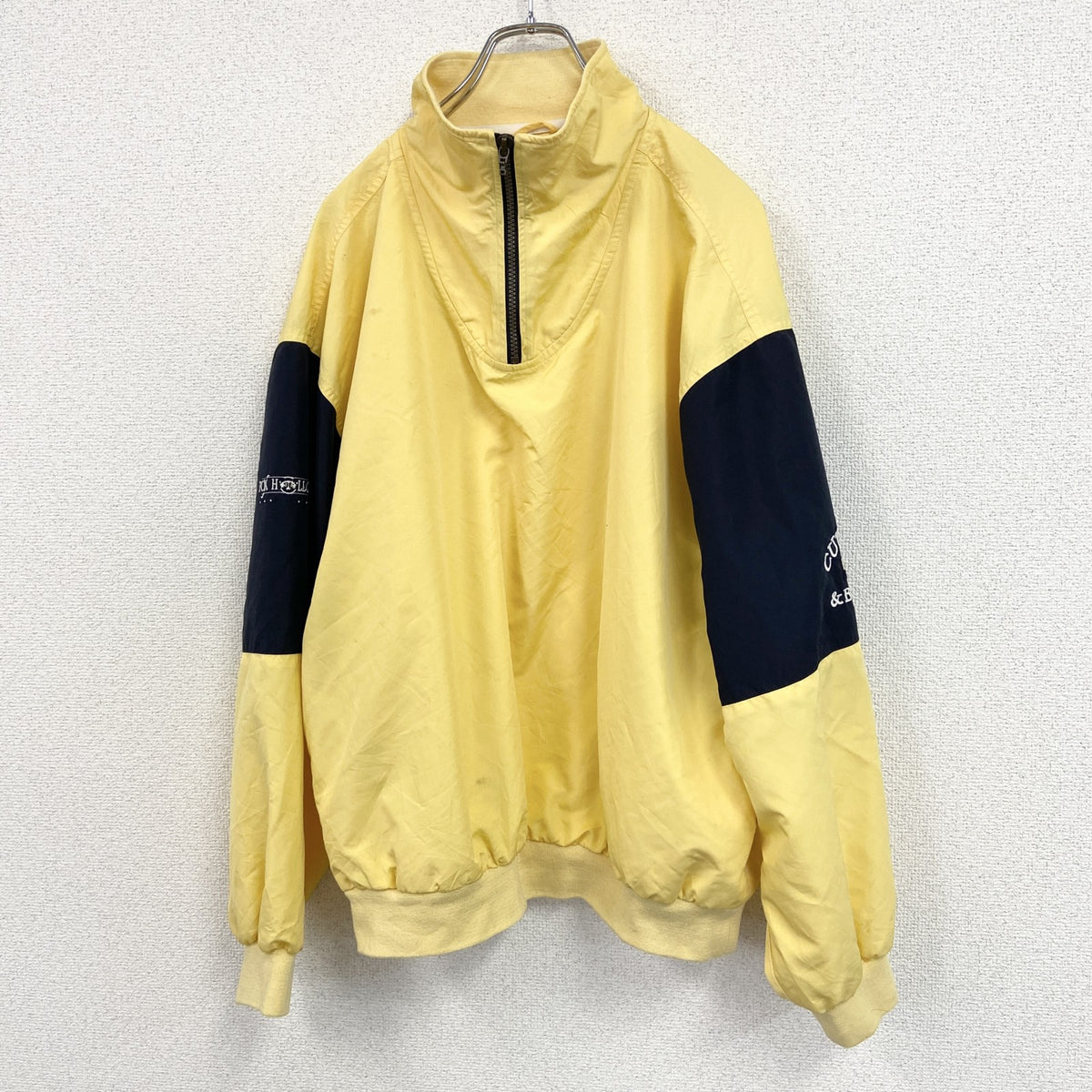 90s～　CUTTER&BUCK　ハーフジッププルオーバージャケット　ヴィンテージ　黄色　イエロー　Lサイズ ウインドブレーカー ナイロンアウター メンズ 古着