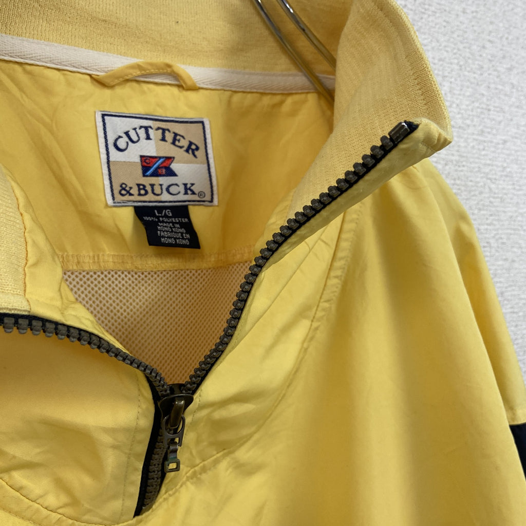 90s～　CUTTER&BUCK　ハーフジッププルオーバージャケット　ヴィンテージ　黄色　イエロー　Lサイズ ウインドブレーカー ナイロンアウター メンズ 古着