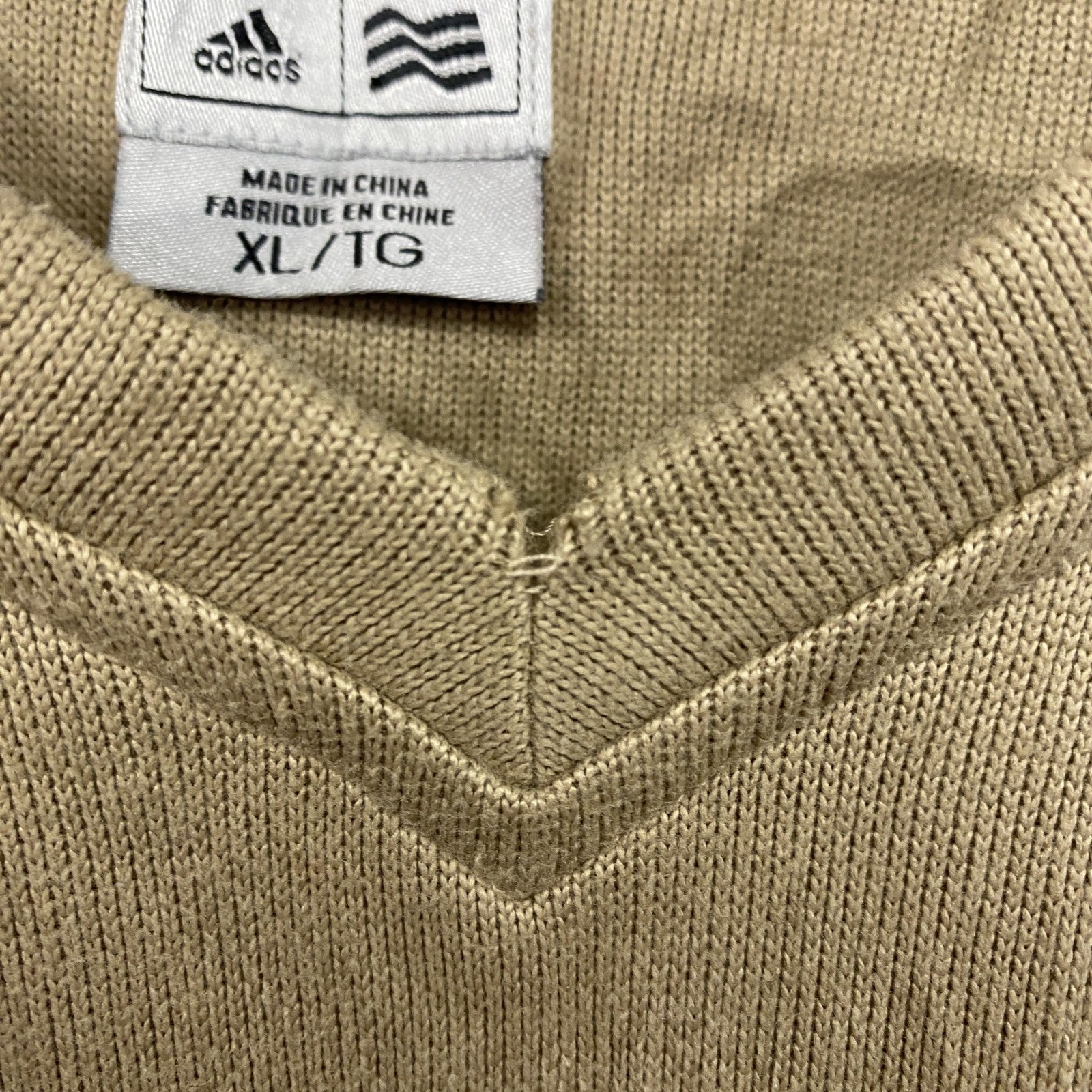 adidas golf　アディダス　ニットベスト　パフォーマンスロゴ　ベージュ　XLサイズ　古着