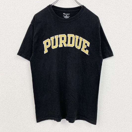 古着 used　Champion　チャンピオン　半袖カレッジプリントＴシャツ　パデュー大学　クルーネック　黒　ブラック　Mサイズ