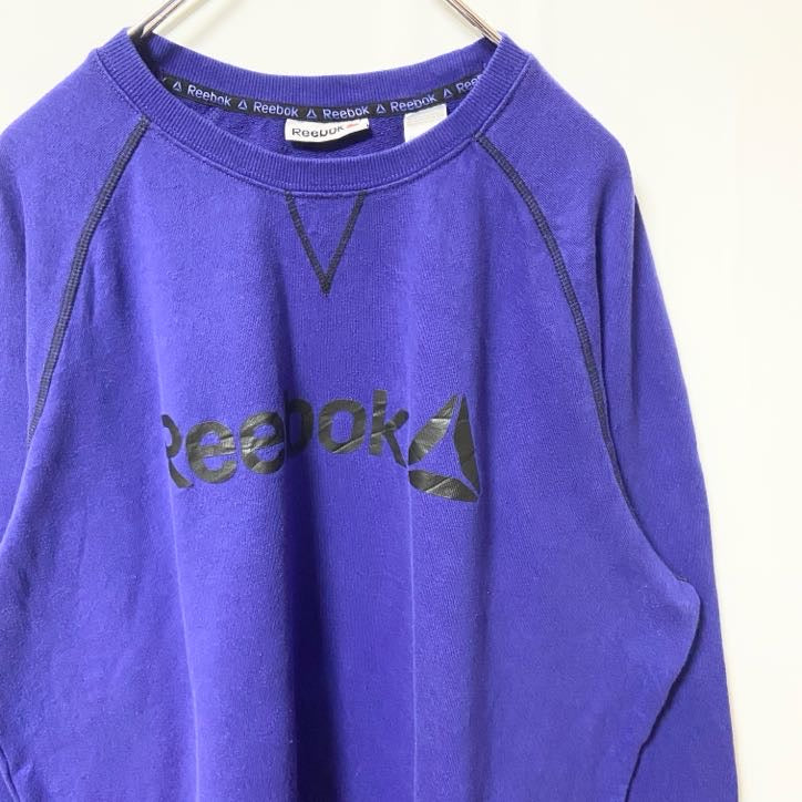 Reebok リーボック　長袖ロゴプリントスウェット　トレーナー　ラグランスリーブ　青　ブルー　Lサイズ　古着