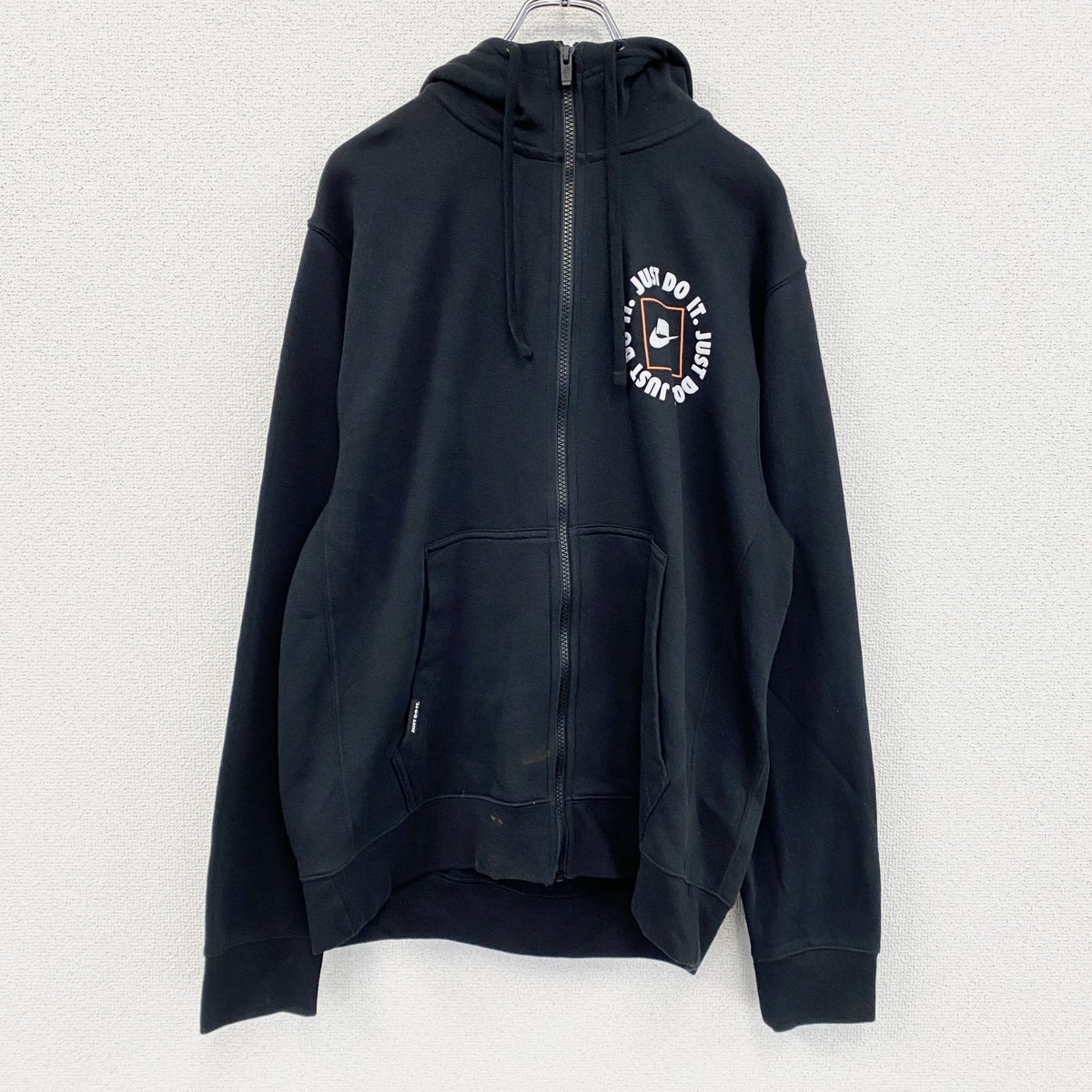NIKE　ナイキ　フルジップスウェットパーカー/フーディー　JUST DO IT　スウッシュ　黒　ブラック　Lサイズ　古着