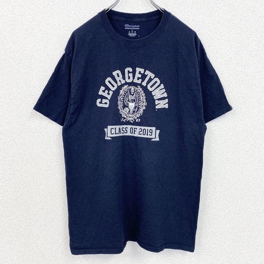 古着 used　Champion　チャンピオン　半袖カレッジプリントＴシャツ　ジョージタウン大学　ネイビー　Lサイズ