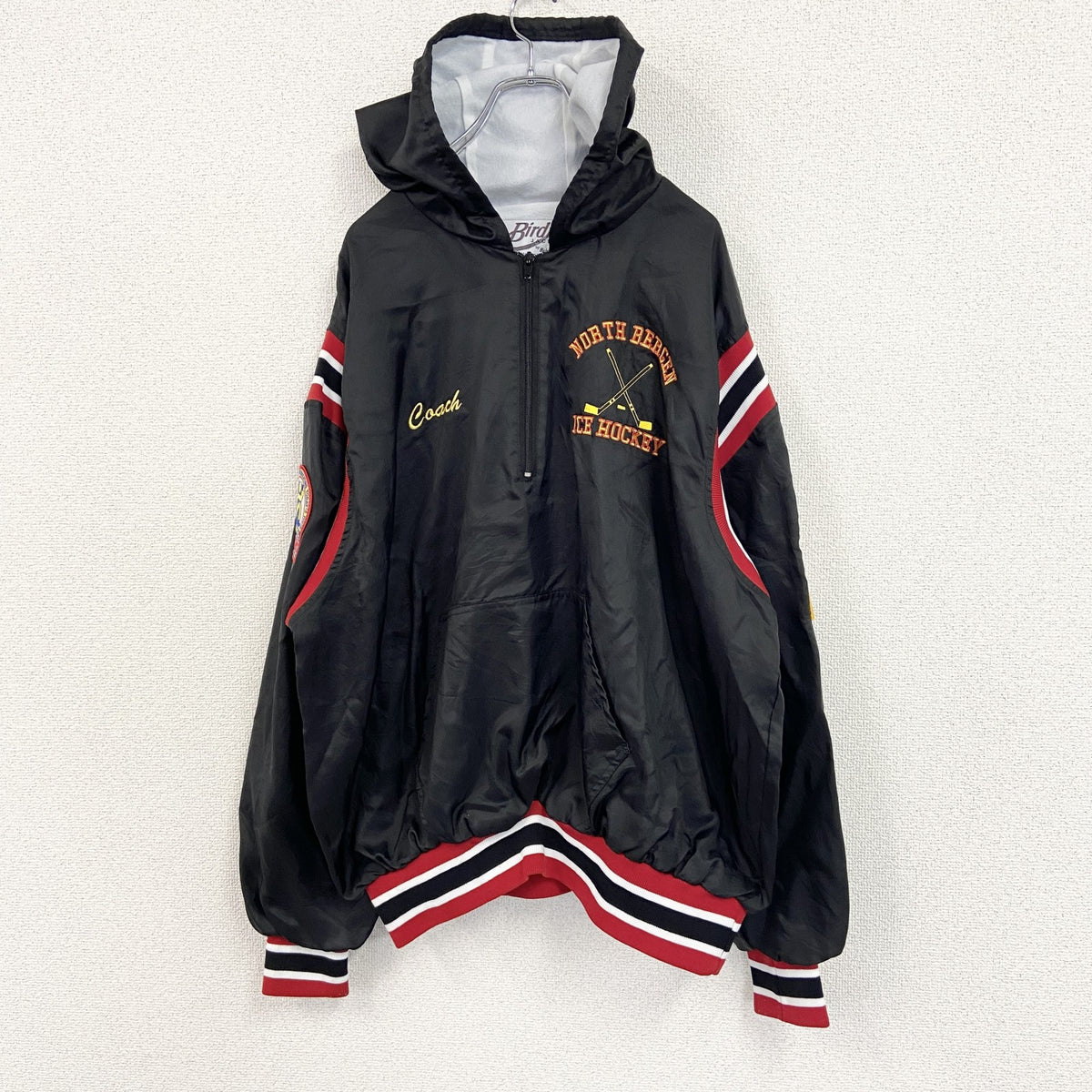 80s～　Birdie　アノラックパーカー　ワッペン　星条旗　ヴィンテージ　黒　ブラック　XLサイズ　古着