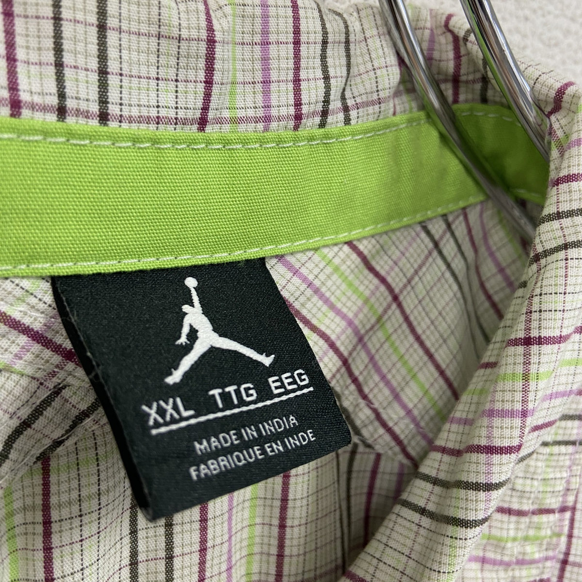 JORDAN　エアジョーダン　半袖シャツ/柄シャツ　チェック柄　マルチカラー　XXLサイズ　古着