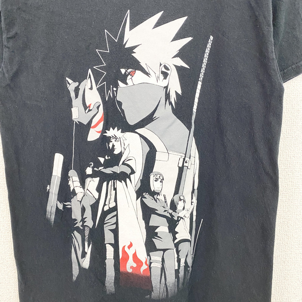 NARUTO　ナルト疾風伝　カカシ　半袖アニメプリントＴシャツ　キャラクターデザイン　黒　ブラック　Sサイズ　古着