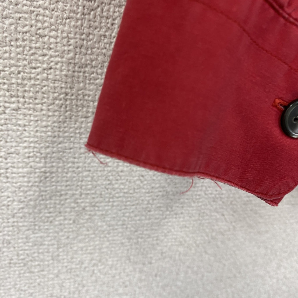 JUNMEN　ジュンメン　長袖シャツ　ノーカラーシャツ　赤　レッド　古着