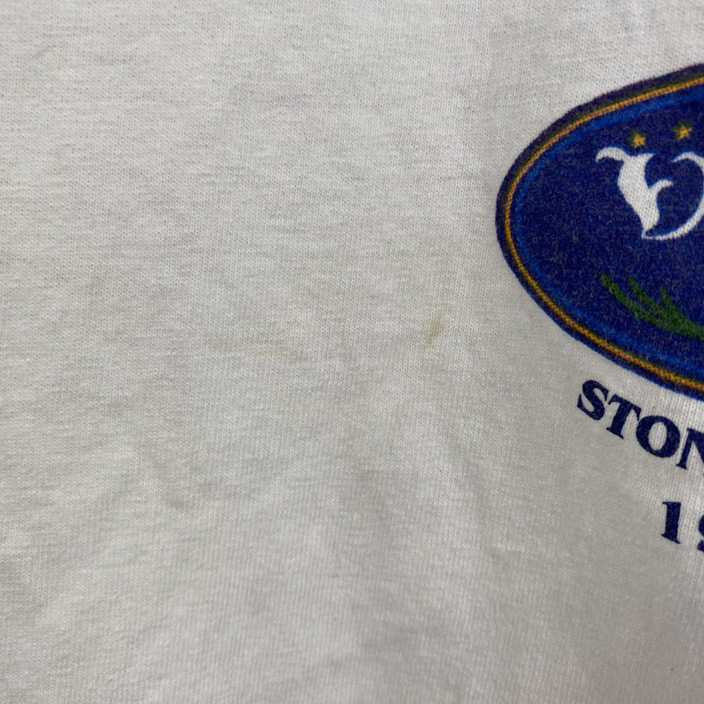 古着 used　champion　チャンピオン　半袖バックプリントTシャツ　ストーンハーバー　Villa Maria　白　Lサイズ
