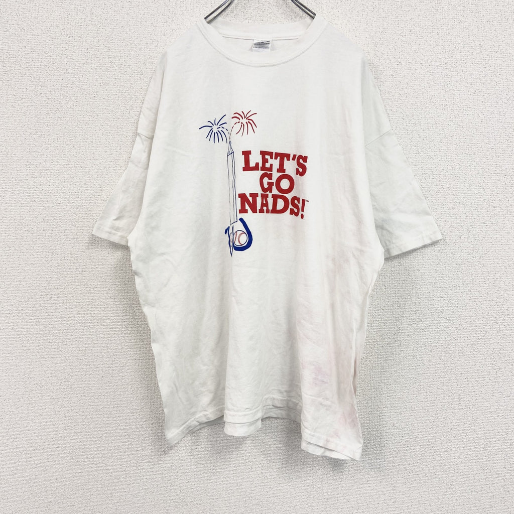 00s　GILDAN　ギルダン　半袖プリントTシャツ　エロT　クルーネック　ヴィンテージ　白　ホワイト　2XLサイズ　古着