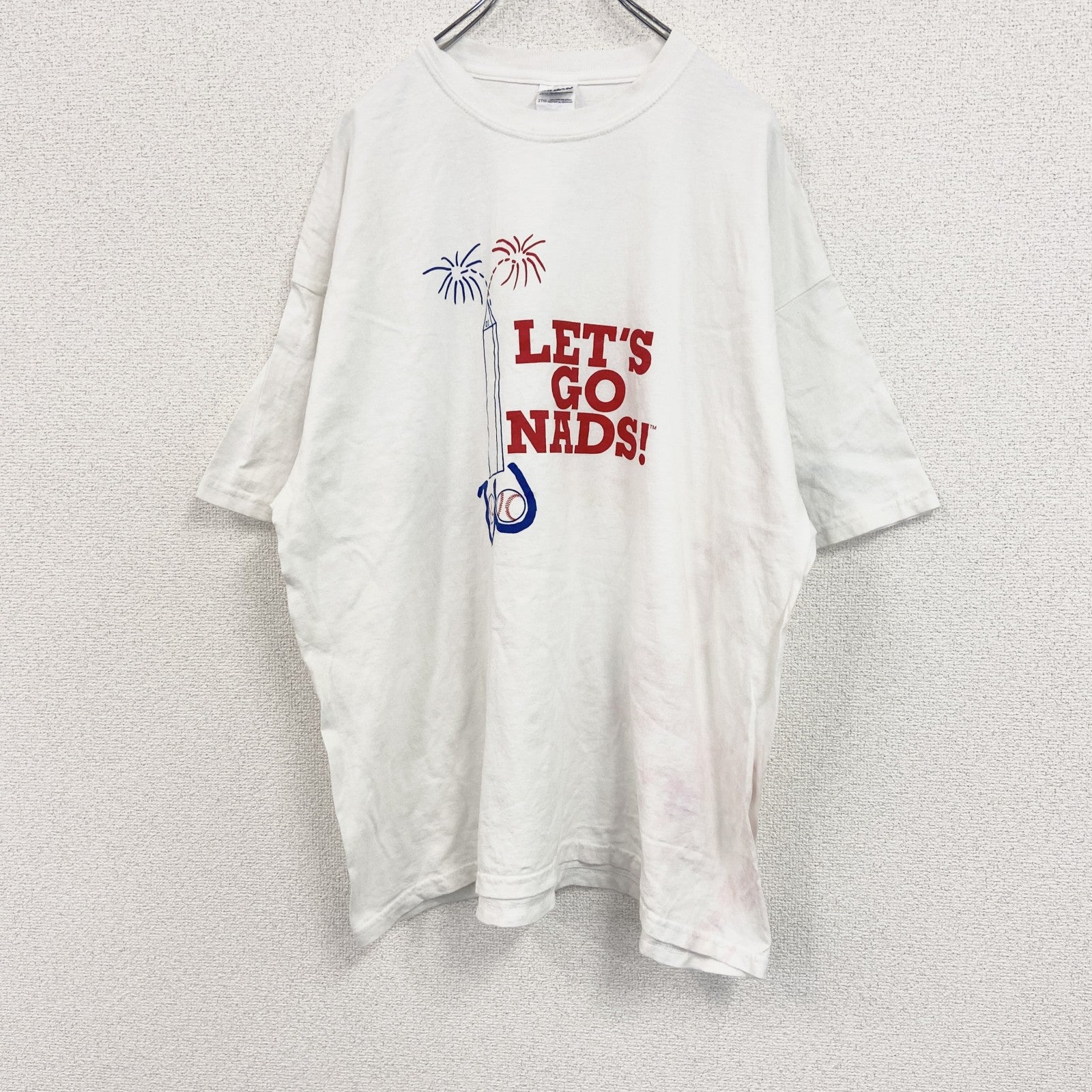00s　GILDAN　ギルダン　半袖プリントTシャツ　エロT　クルーネック　ヴィンテージ　白　ホワイト　2XLサイズ　古着