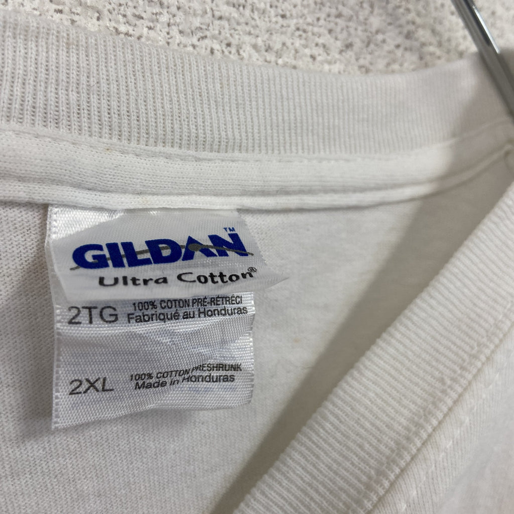00s　GILDAN　ギルダン　半袖プリントTシャツ　エロT　クルーネック　ヴィンテージ　白　ホワイト　2XLサイズ　古着