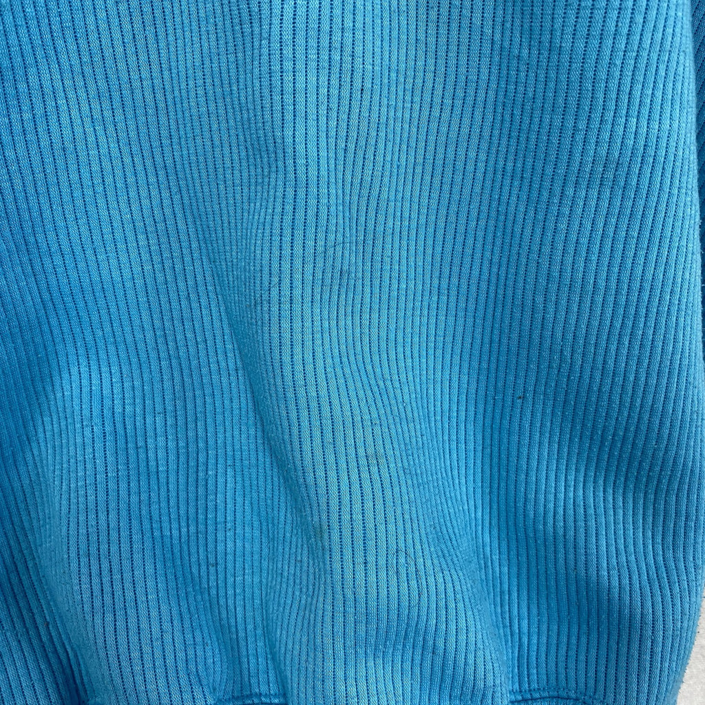 80s　PUMA　プーマ　リブニットセーター　コットンニットセーター　ヴィンテージ　水色　ライトブルー　Mサイズ　古着