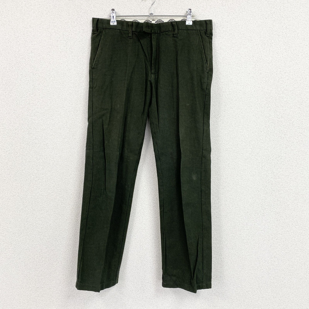 Dickies　ディッキーズ　チノパン　ワークパンツ　千鳥格子　緑　グリーン　32サイズ　古着