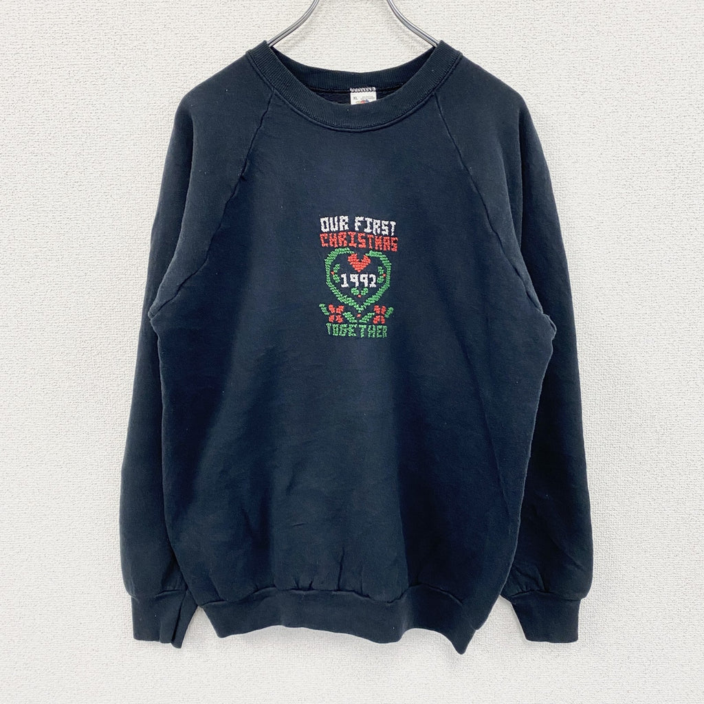 90s　FRUIT OF THE LOOM　フルーツオブザルーム　スウェット/トレーナー　ヴィンテージ　黒　ブラック　XLサイズ　古着