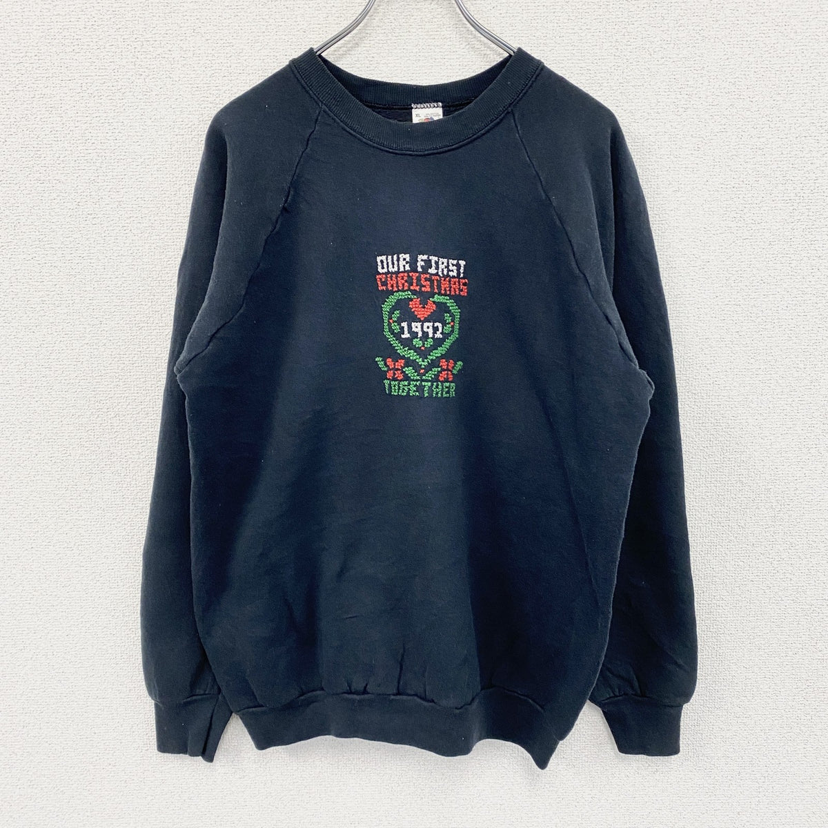 90s　FRUIT OF THE LOOM　フルーツオブザルーム　スウェット/トレーナー　ヴィンテージ　黒　ブラック　XLサイズ　古着