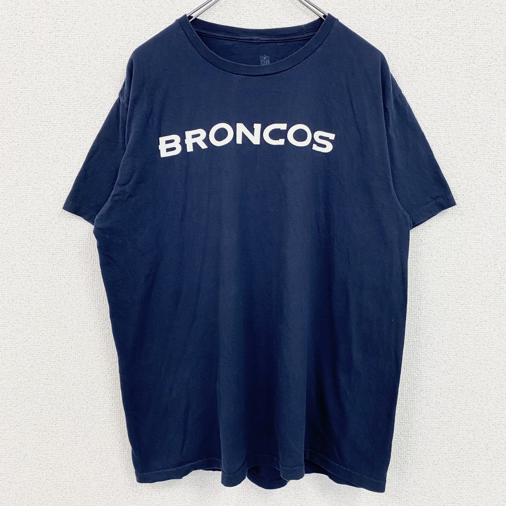NFL　半袖クルーネックプリントＴシャツ　デンバーブロンコス　フットボール　背番号　ネイビー　紺　Lサイズ　古着