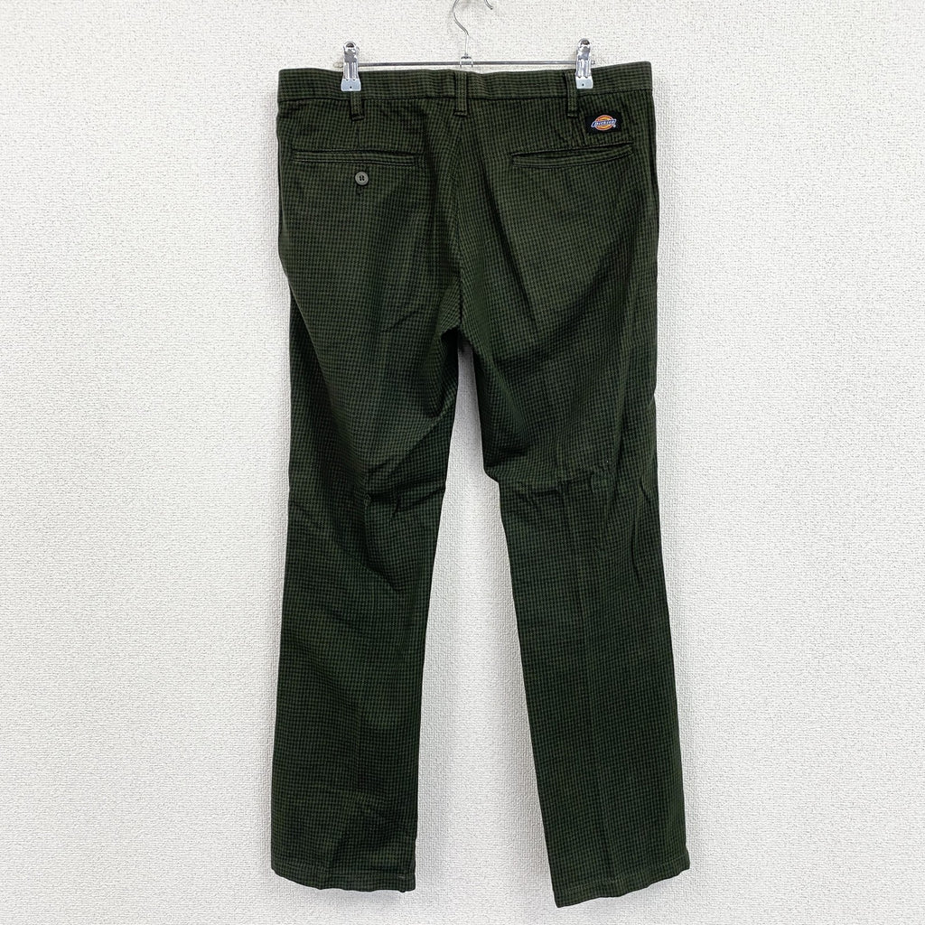 Dickies　ディッキーズ　チノパン　ワークパンツ　千鳥格子　緑　グリーン　32サイズ　古着