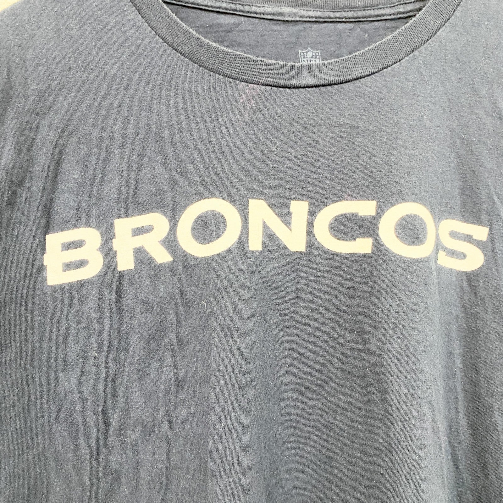 NFL　半袖クルーネックプリントＴシャツ　デンバーブロンコス　フットボール　背番号　ネイビー　紺　Lサイズ　古着