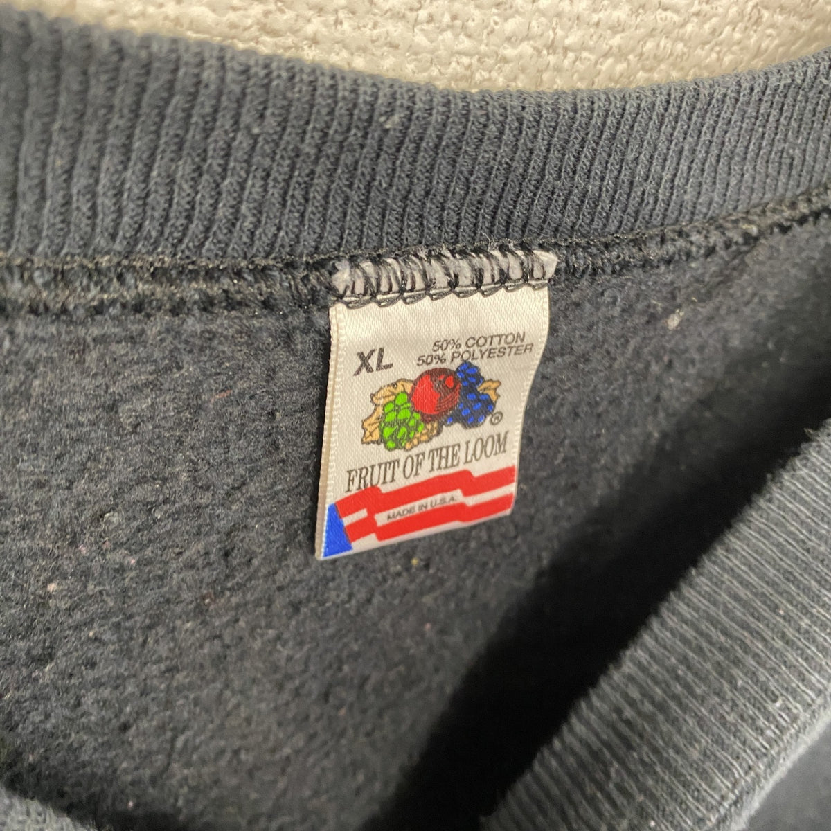 90s　FRUIT OF THE LOOM　フルーツオブザルーム　スウェット/トレーナー　ヴィンテージ　黒　ブラック　XLサイズ　古着
