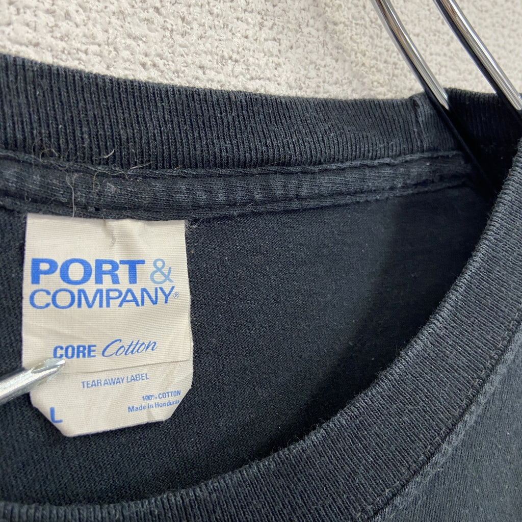 PORT&COMOANY　半袖フィットネスプリントTシャツ　ジムT　ANYTIME　エニタイム　黒　ブラック　Lサイズ　古着